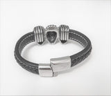 Mens Bracelet with Lionheads | Leather