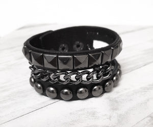 Mens Double Strand Bracelet | Leather