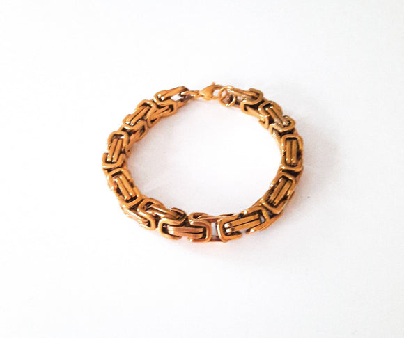 8 MM Stainless Steel Byzantine Bracelet | Gold