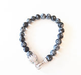 Unisex Snowflake Obsidian Bracelet