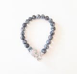 Unisex Snowflake Obsidian Bracelet