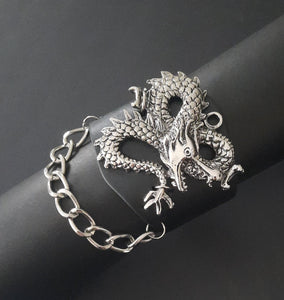 Mens 3D Dragon Faux-Leather Bracelet