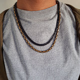 4 MM Byzantine Chain | Black + Gold