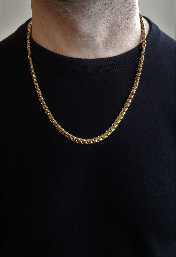 5 MM Round Box Chain | Gold Plated