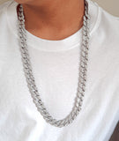 13 MM Iced-Out Cuban Link Chain | Silver Tone