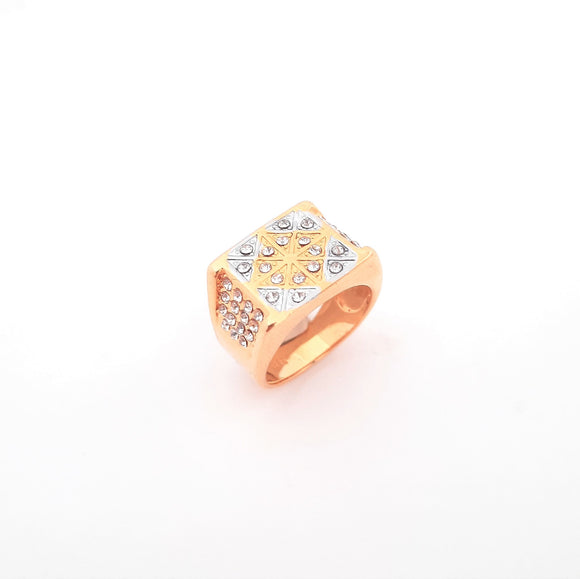 Mens Iced-Out Two-Tone Gold Plated Ring