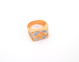 Mens Iced-Out Two-Tone Gold Plated Ring