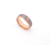 8MM Tungsten Carbide Brushed Ring | Rose Gold + Grey