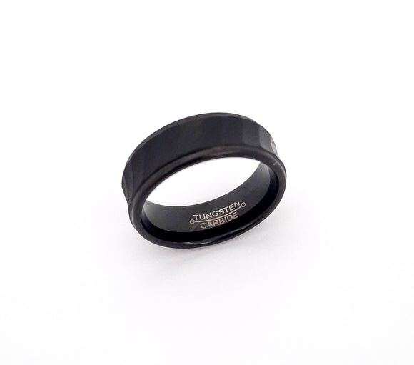 Tungsten Black Bound Ring | Faceted Pattern