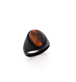 Classic Mens Black Tiger Eye Ring | Stainless Steel