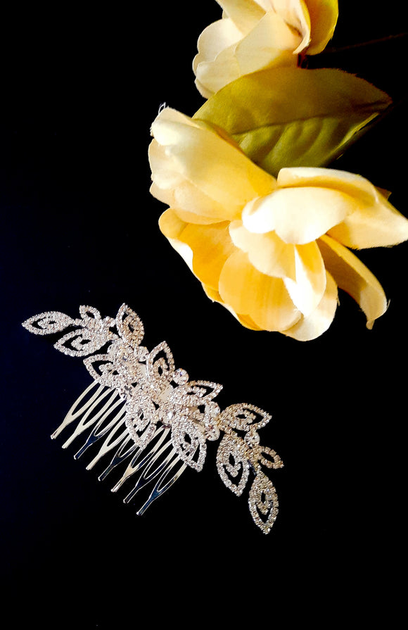 Leafy Pave Crystal Hair Comb