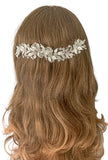 Bridal Hair Comb with Matte Silver Leaves