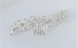 Bridal Hair Comb with Matte Silver Leaves