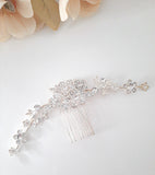 Crystal Floral Hair Comb with Adjustable Wire