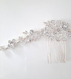 Crystal Floral Hair Comb with Adjustable Wire