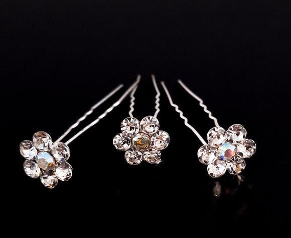 Rhinestone Floral Hairpin Set