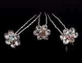 Rhinestone Floral Hairpin Set