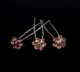 Rhinestone Floral Hairpin Set