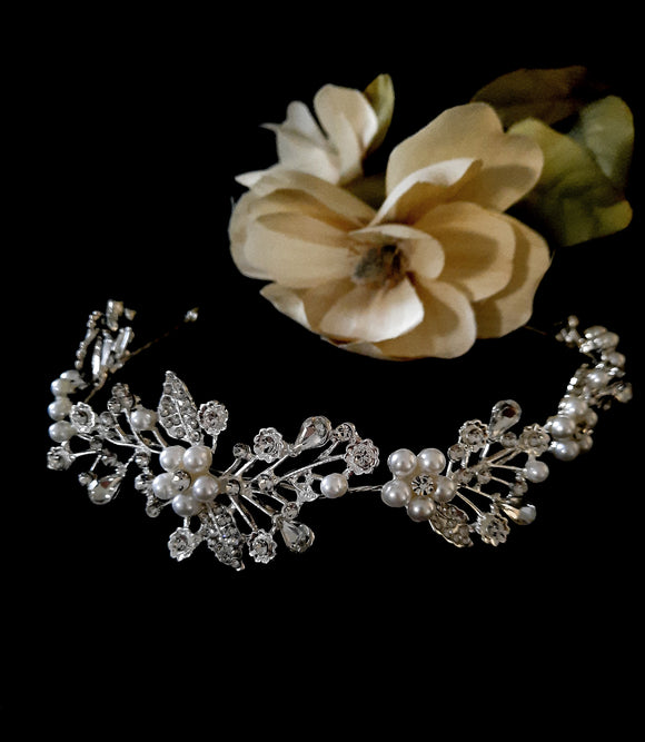 Wedding Hair Vine with Pearls + Crystals