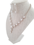 Pearl and Rhinestone Y- Necklace with Matching Earrings