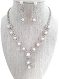 Pearl and Rhinestone Y- Necklace with Matching Earrings