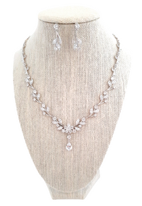 Leafy Cubic Zirconia Necklace Set