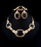 Black and Gold Necklace Set with Ring and Bracelet