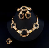 Black and Gold Necklace Set with Ring and Bracelet