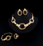 Black and Gold Necklace Set with Ring and Bracelet