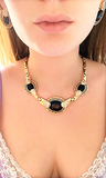 Black and Gold Necklace Set with Ring and Bracelet