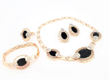 Black and Gold Necklace Set with Ring and Bracelet