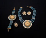 Turquoise Beaded Necklace Set with Matching Ring and Bracelet