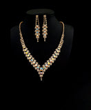 Classic V-Shaped Necklace and Earring Set with AB Stones