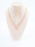 Classic V-Shaped Necklace and Earring Set with AB Stones