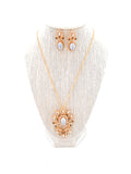 Gold Turkish Necklace Set with Marble Stone Effect