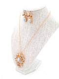 Gold Turkish Necklace Set with Marble Stone Effect