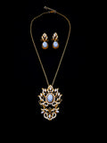 Gold Turkish Necklace Set with Marble Stone Effect