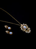 Gold Turkish Necklace Set with Marble Stone Effect