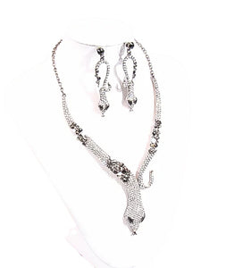 Crystal Snake Necklace with Matching Earrings