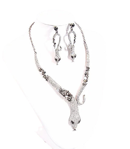 Crystal Snake Necklace with Matching Earrings