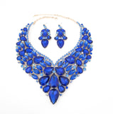 Royal Blue Crystal V Necklace and Earring Set