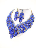 Royal Blue Crystal V Necklace and Earring Set