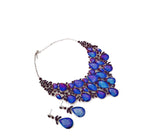 Royal Blue and Teal Crystal Necklace and Earring Set