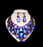 Royal Blue and Teal Crystal Necklace and Earring Set