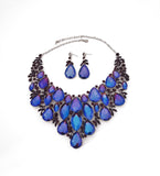 Royal Blue and Teal Crystal Necklace and Earring Set