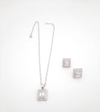 Square Pendant Necklace with Matching Earrings