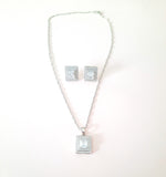 Square Pendant Necklace with Matching Earrings