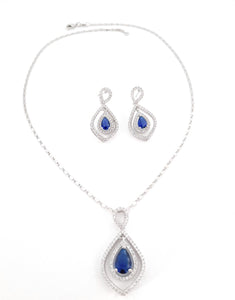 Sapphire Blue Necklace and Earrings Bridal Set