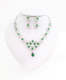 Emerald Green and Cubic Zirconia Necklace and Earring Set