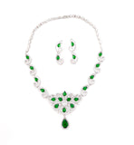 Emerald Green and Cubic Zirconia Necklace and Earring Set